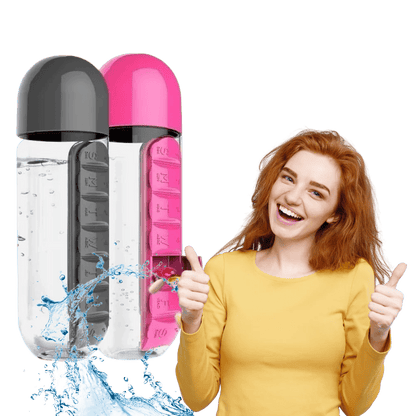 Multi-Use Pill & Water Bottle for Travel (600 Ml, Mix Color)