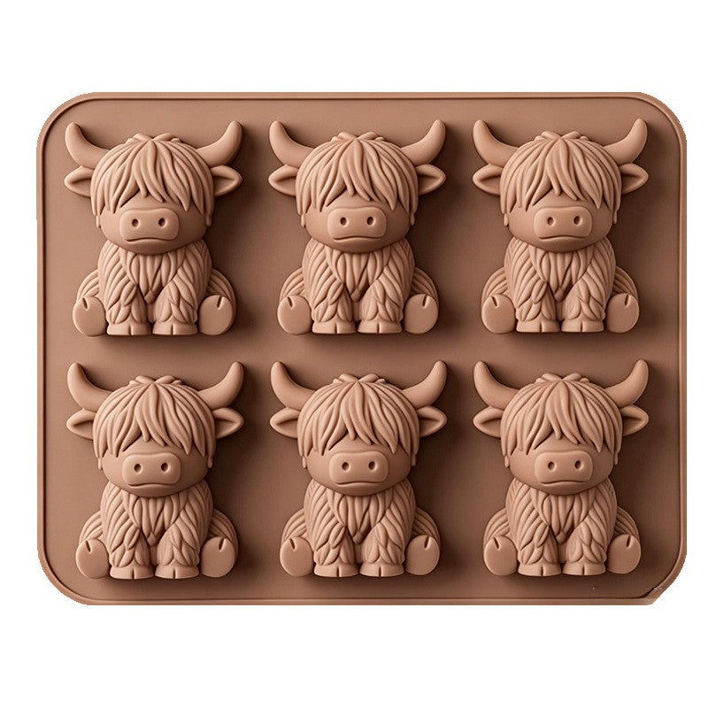 ⏰Last day Promotion🐮 Mini Highland Cow Ice Cube & Dessert Mold 🧊🍪 Cute 3D Ice for Drinks, Parties & Gifts💕