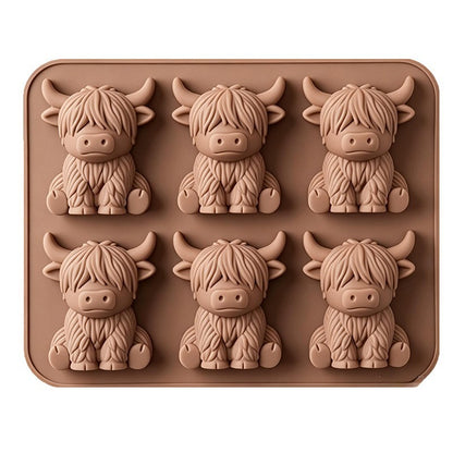 ⏰Last day Promotion🐮 Mini Highland Cow Ice Cube & Dessert Mold 🧊🍪 Cute 3D Ice for Drinks, Parties & Gifts💕