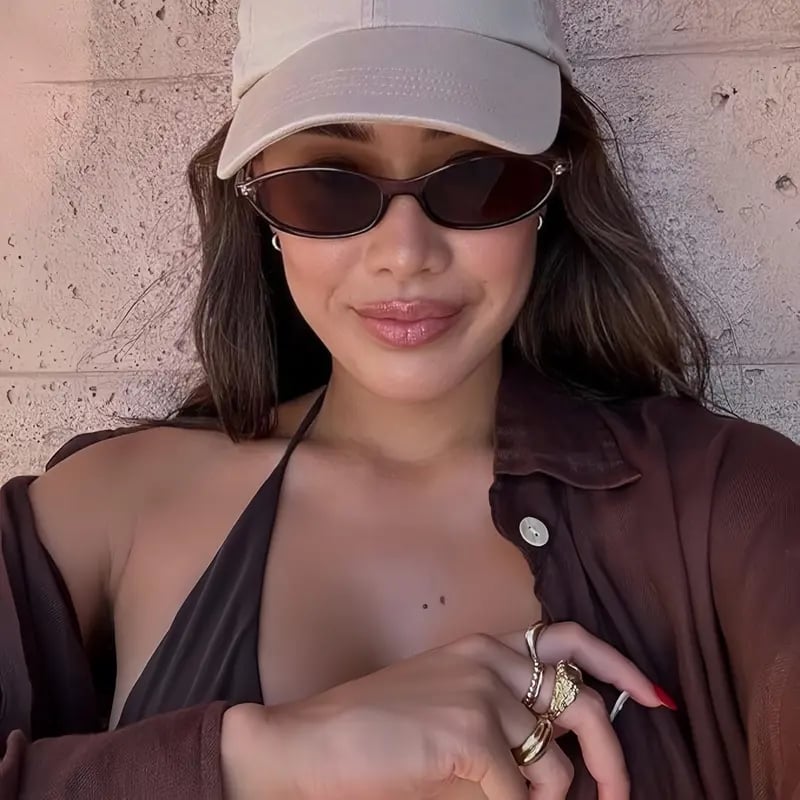 😎 Summer Trend Retro Oval Sunglasses 🕶️ 3 PCS Women's 90s Cat Eye Sunnies, Lightweight Narrow Shades with UV Protection, Vintage Rich Girl Trendy Eyewear