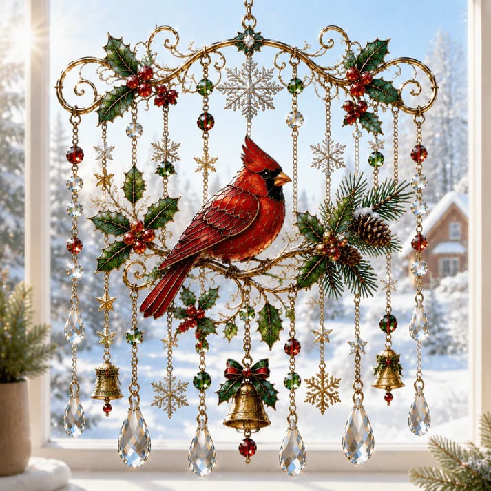 🎄✨ Christmas Stained Glass Suncatcher Wind Chime – Sparkling Crystal Drop Window Decor | 🔥 50% OFF