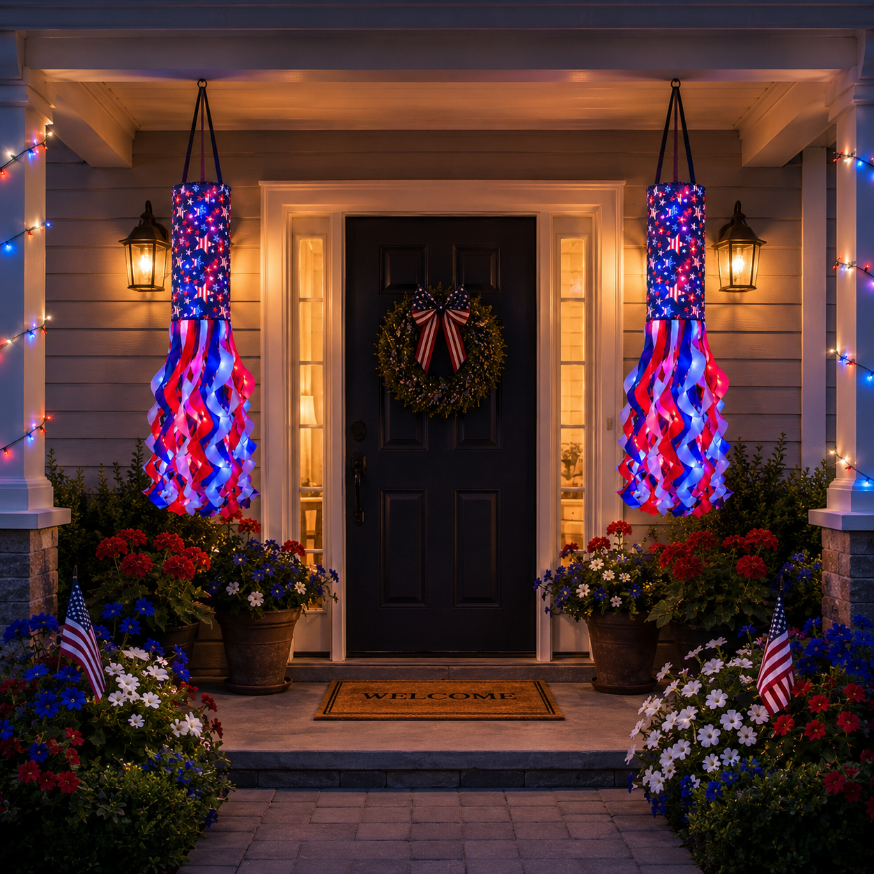 🗽USA 250th Anniversary Light-up Hanging Windsock Patriotic Decor🦅