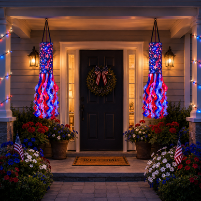 🗽USA 250th Anniversary Light-up Hanging Windsock Patriotic Decor🦅