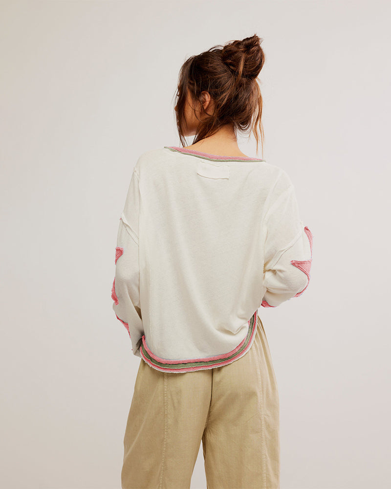 Fashionable Round Neck Hooded Thin Loose Star Hoodie