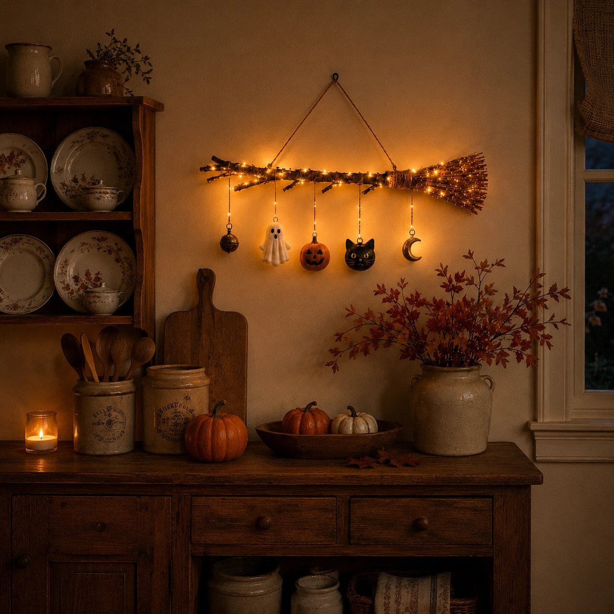 ⚡Hot Sales 50% OFF🔥Lighted Fall Broom Wall Hanging🍂