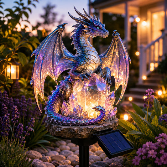 🏅2026 Best Selling Solar Garden Lights 🐉 Amethyst Crystal Dragon – Solar Dragon Crystal Garden Light✨️