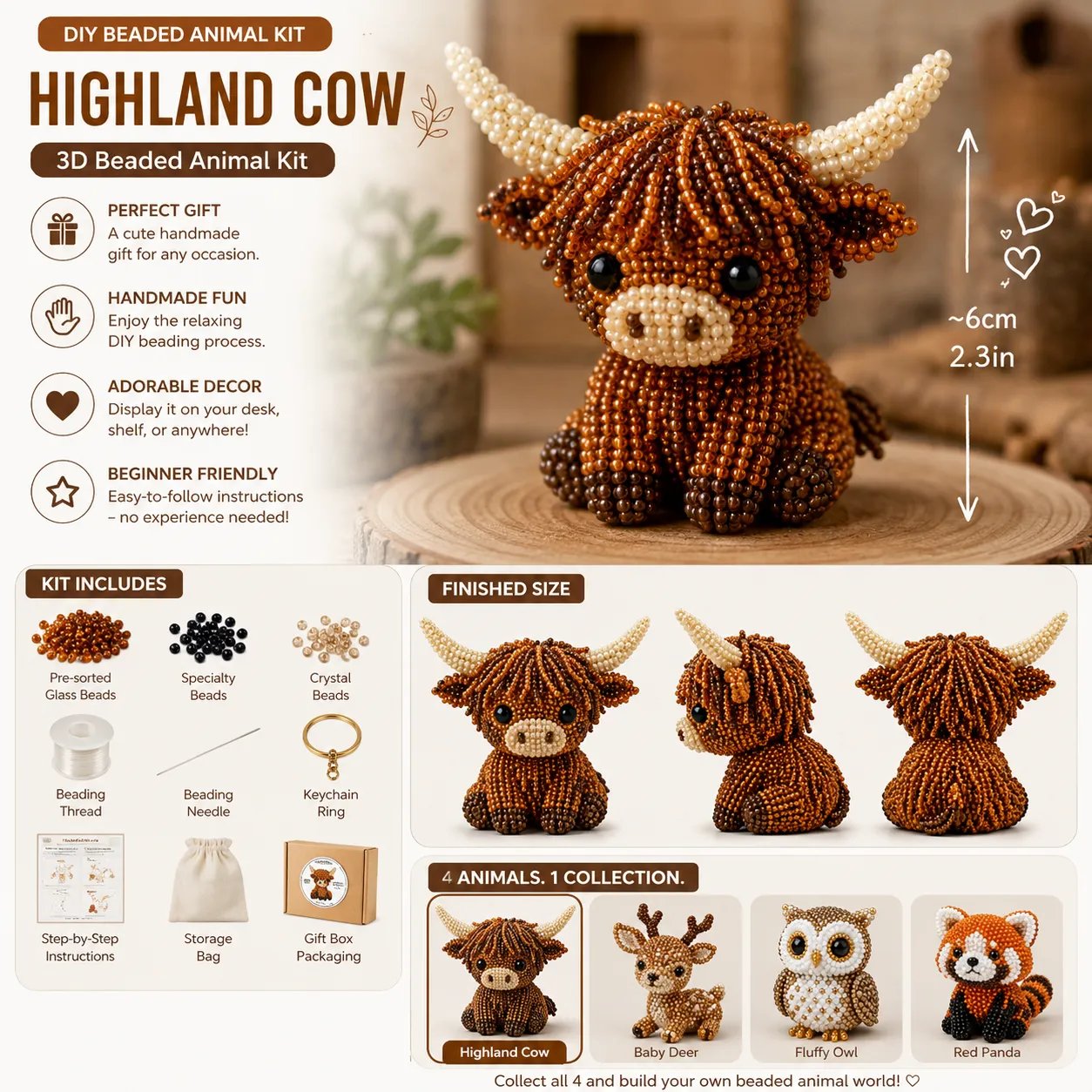 🔥Last Day 49% OFF 🧵✨ Tiny 3D Beaded Animal DIY Kit