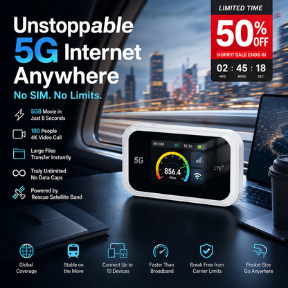 2026 HOT SALE🔥50K+ SOLD! 50% OFF!🌍Mobile Hotspot – Portable WiFi, full coverage anywhere. No contract, no setup. Stay connected on the go!