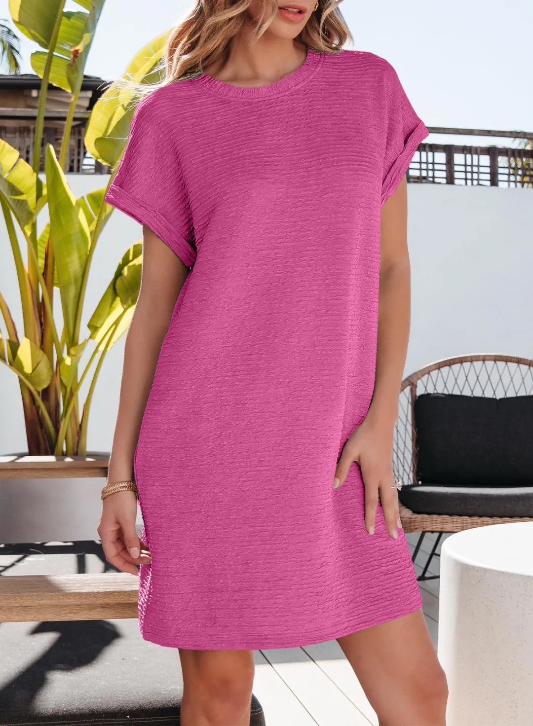 Women's Lightweight Summer Short Sleeve Dress with Pockets