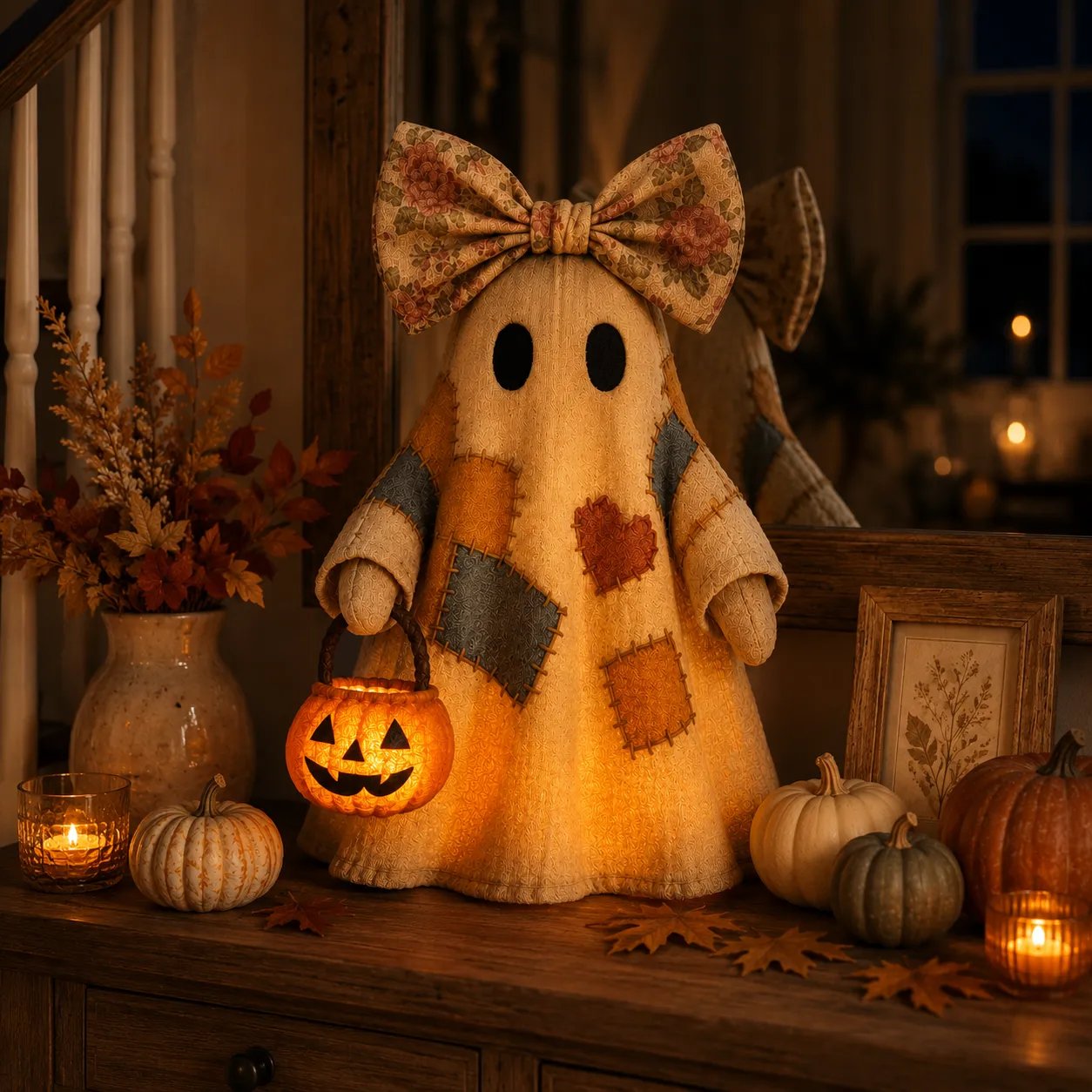 Lighted Vintage Patchwork Ghost 👻