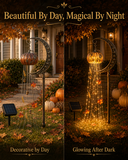 🎃 Harvest Moon Pumpkin Glow Solar Cascade Yard Light