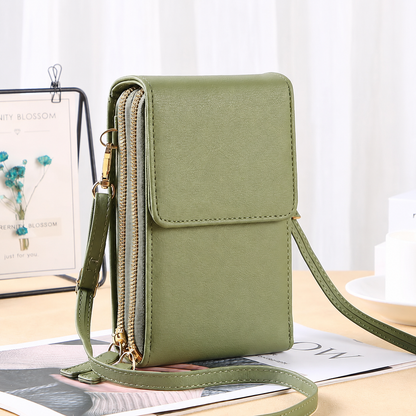 ✨ Compact Crossbody Phone Wallet – Multi-Zip Everyday Bag