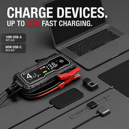 🔥⚡ Portable Car Jump Starter—Starts Up to 10.0L Gas & 8.0L Diesel Engines
