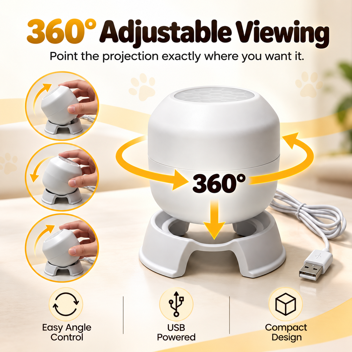 🐱 Interactive Cat Mouse Projector Toy – USB-Powered Rotating Play Light