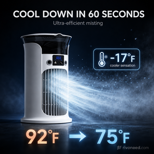 ❄️ 50% OFF | 3-in-1 Desktop Air Cooler Fan 💧 Portable Mist Cooling Fan with LED Night Light
