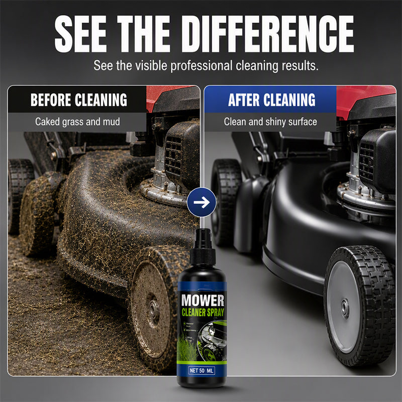 Mower cleaner before and after