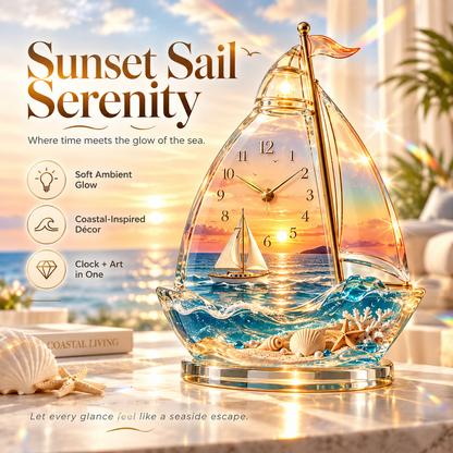 🌊 Coastal Glow Ocean Wave Sculpture – Crystal-Look Decorative Clock Collection