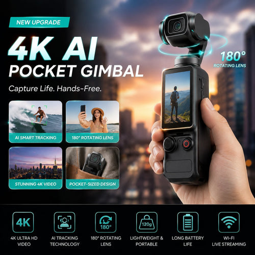 2026 Newest Xtra Pro — 4K AI Pocket Camera with 180° Rotating Lens