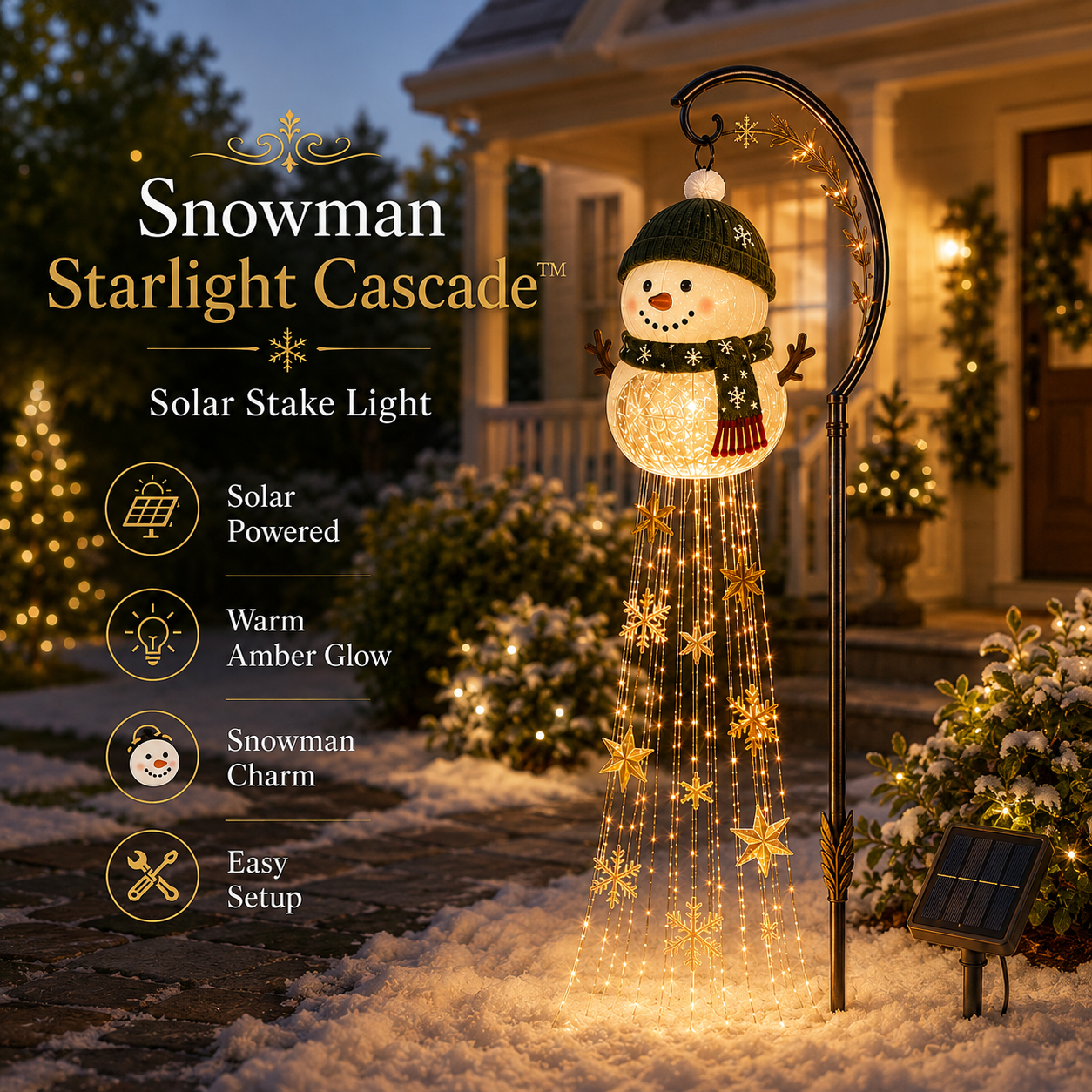 ☃️ Snowman Starlight Cascade™ Solar Christmas Yard Light