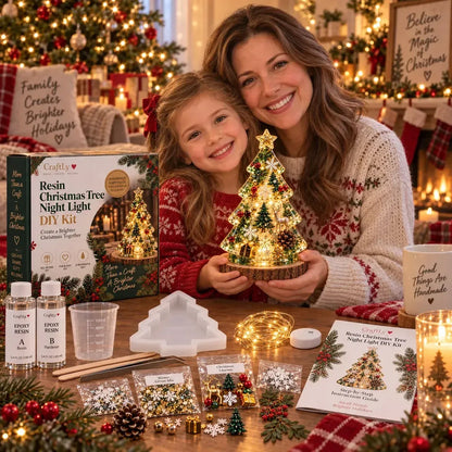 🎄 Resin Christmas Tree Night Light DIY Kit – Beginner-Friendly Craft Set