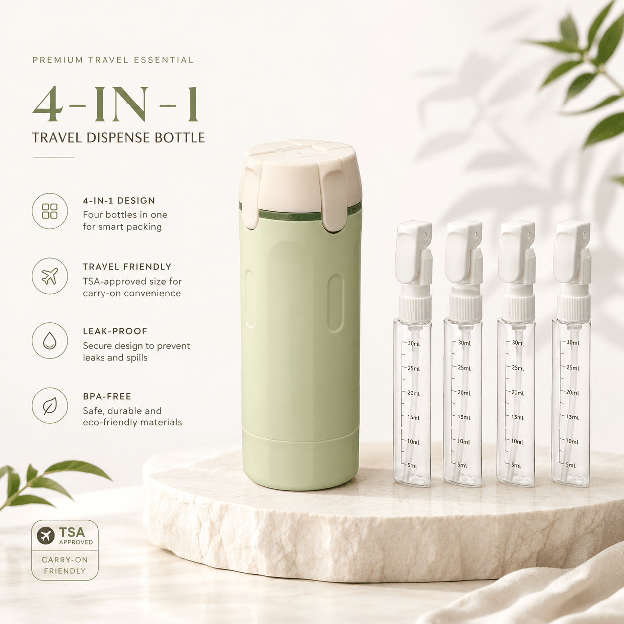 ✨🛩️FLASH SALE/ 4-in-1 Travel Dispenser Bottle/Save Space, Travel Smarter