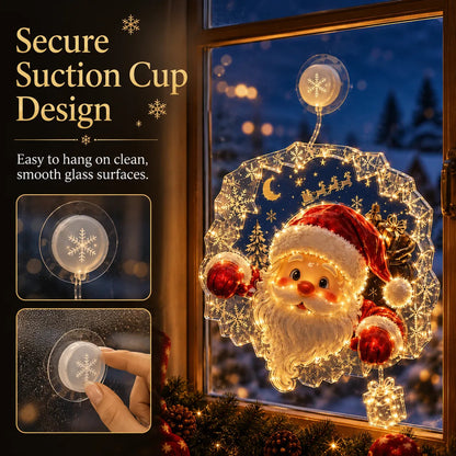 🏅 2026 Best Seller ✨🎄Lighted Christmas Window Decoration with Suction Cup Flat Version | Warm LED Window Light with Double-Layer Design & Multiple Festive Styles ✨