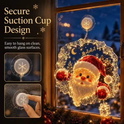 🏅 2026 Best Seller ✨🎄Lighted Christmas Window Decoration with Suction Cup Flat Version | Warm LED Window Light with Double-Layer Design & Multiple Festive Styles ✨