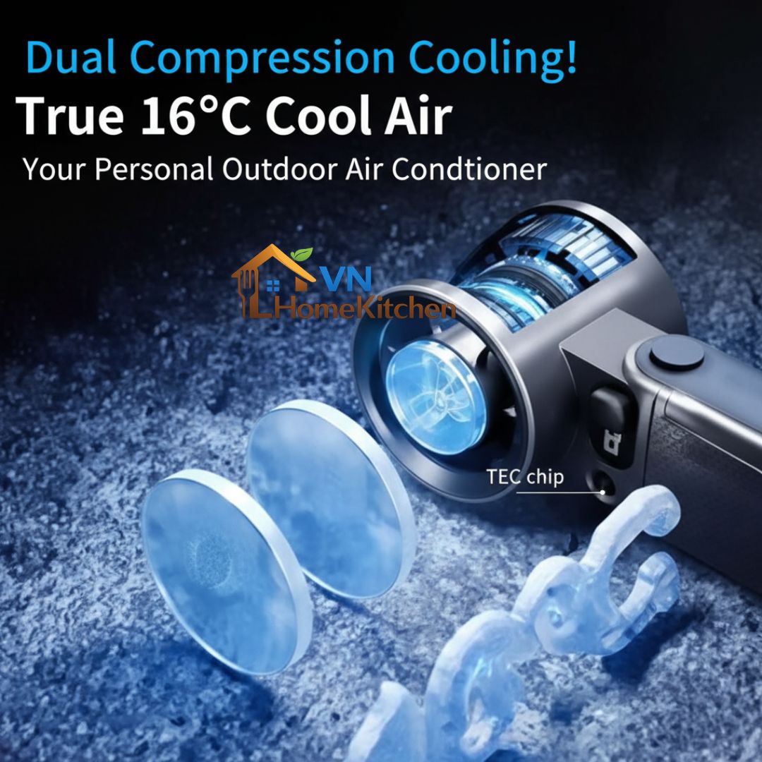 Upgraded Handheld Portable Turbo Fan with Ice Cooler & Variable Speed