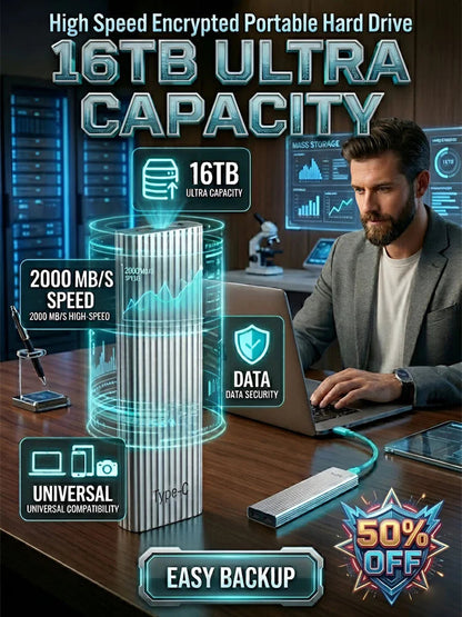 ⚡⚡16TB Large-Capacity Type-C Portable Mini SSD