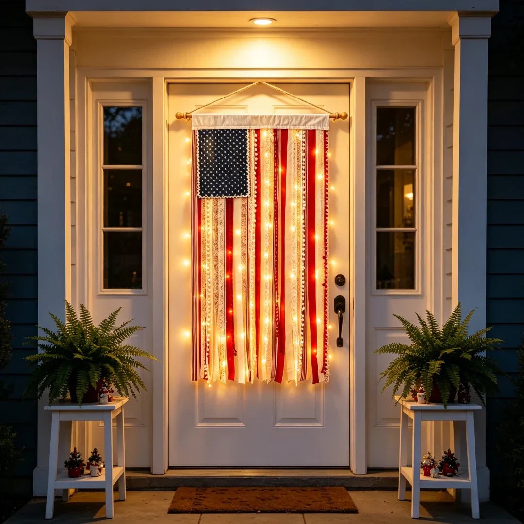 ⏰Last day Promotion ⭐4 x 2.3 Ft Lighted Rag American Flag Banner