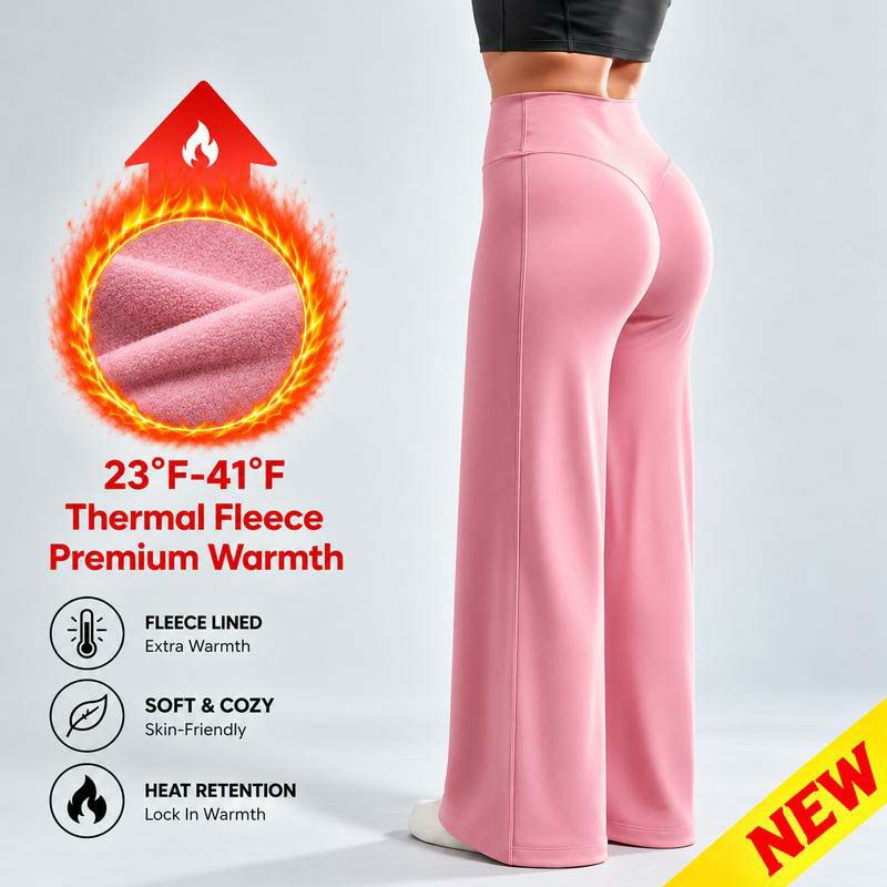 Women's Fleece-Lined Wide-Leg Pants – High-Waisted Fit