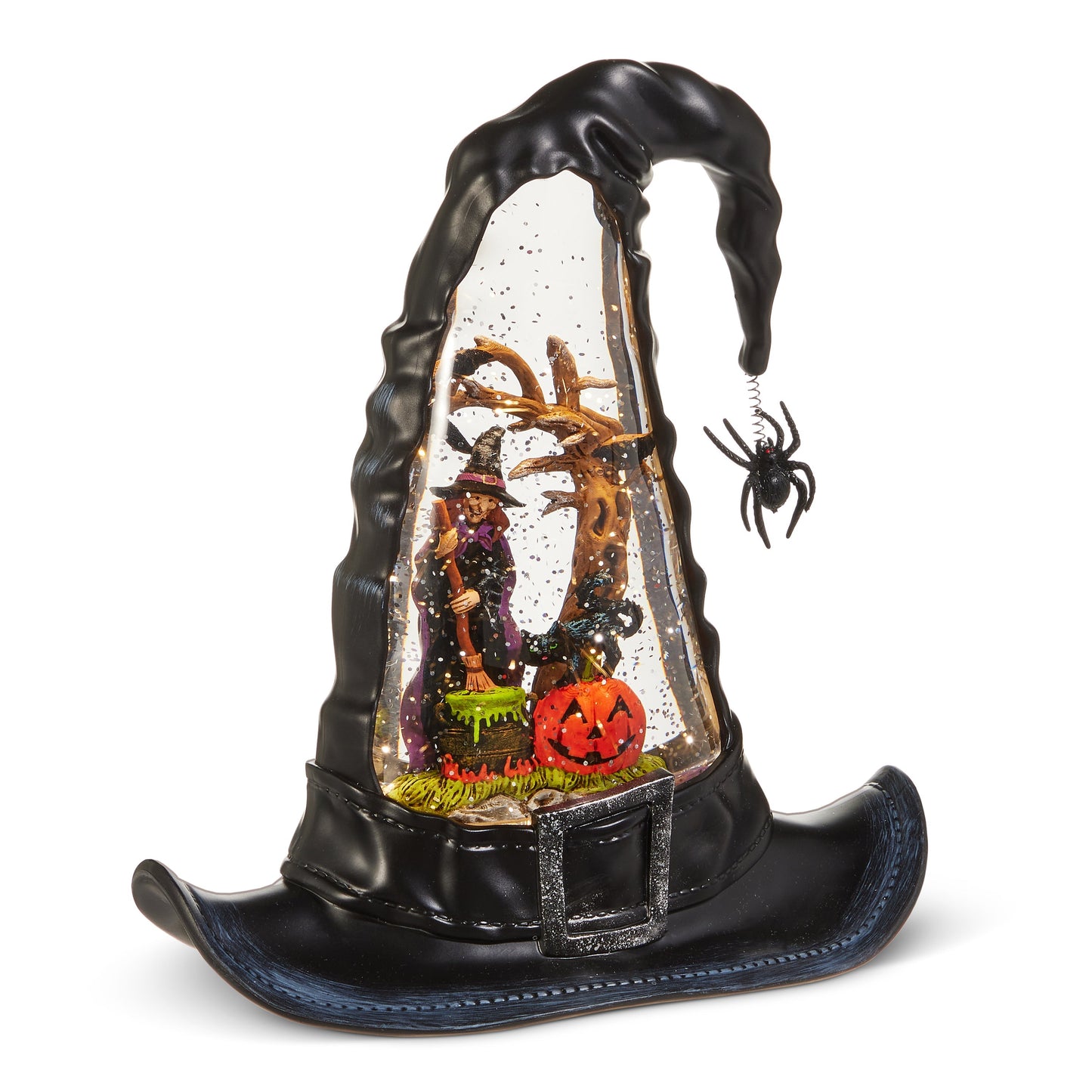 🎃🧙‍♀️Witches Hat Lighted Water Lantern With Swirling Glitter - USB Included