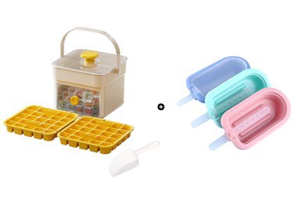 One-Press Ice Cube Tray with Storage Bin