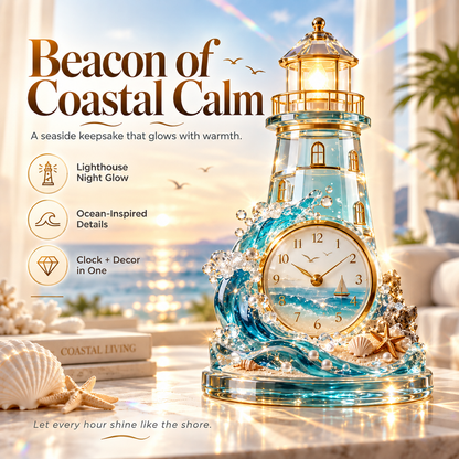 🌊 Coastal Glow Ocean Wave Sculpture – Crystal-Look Decorative Clock Collection