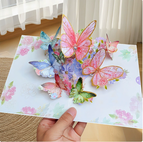Vibrant 3D Butterfly & Daisy Pop-up Greeting Card