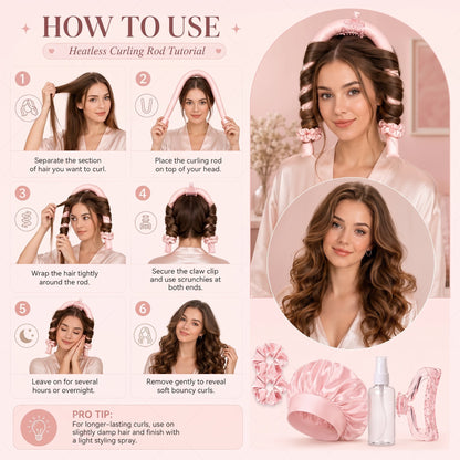 🏅🎁Buy 3 Get 20% Off🔥Heatless Curling Rod Headband👩Get Natural, Voluminous Curls While You Sleep 😍