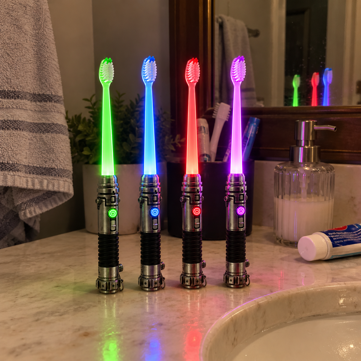 LED Light-Up Manual Toothbrush – 4-Color Glow Design with Soft Bristles