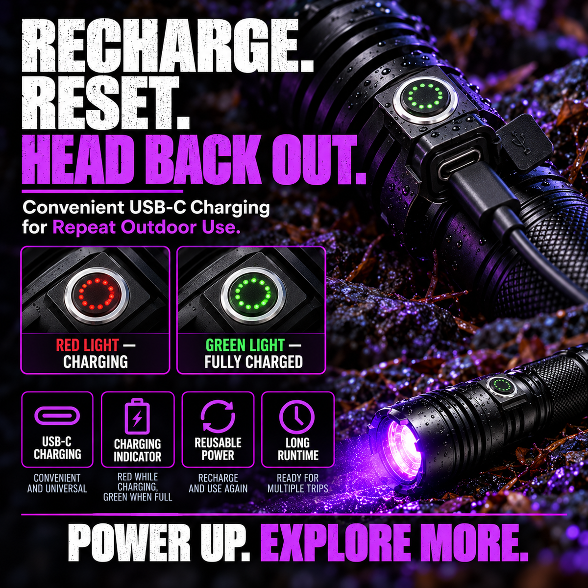 🔦 Rechargeable Blood Tracking Flashlight – High-Visibility Light for Night Hunting & Outdoor Adventures