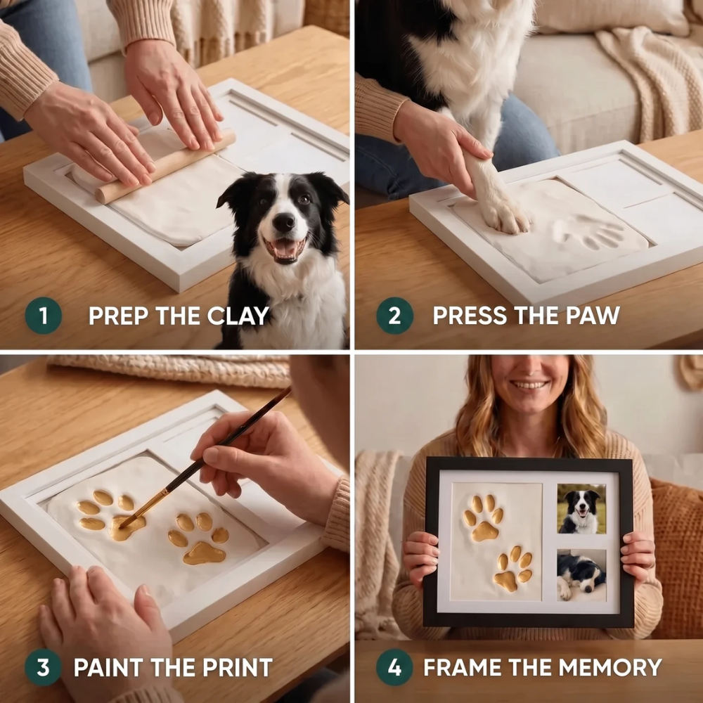 🛩️Last day promotion/All-in-One Pet Clay Paw Print Frame Kit🐱🐶