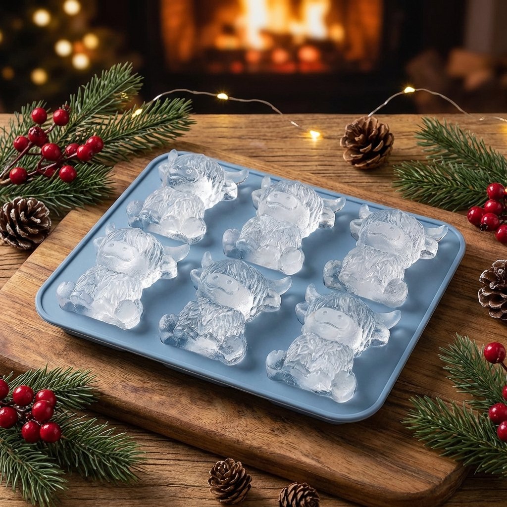 ⏰Last day Promotion🐮 Mini Highland Cow Ice Cube & Dessert Mold 🧊🍪 Cute 3D Ice for Drinks, Parties & Gifts💕