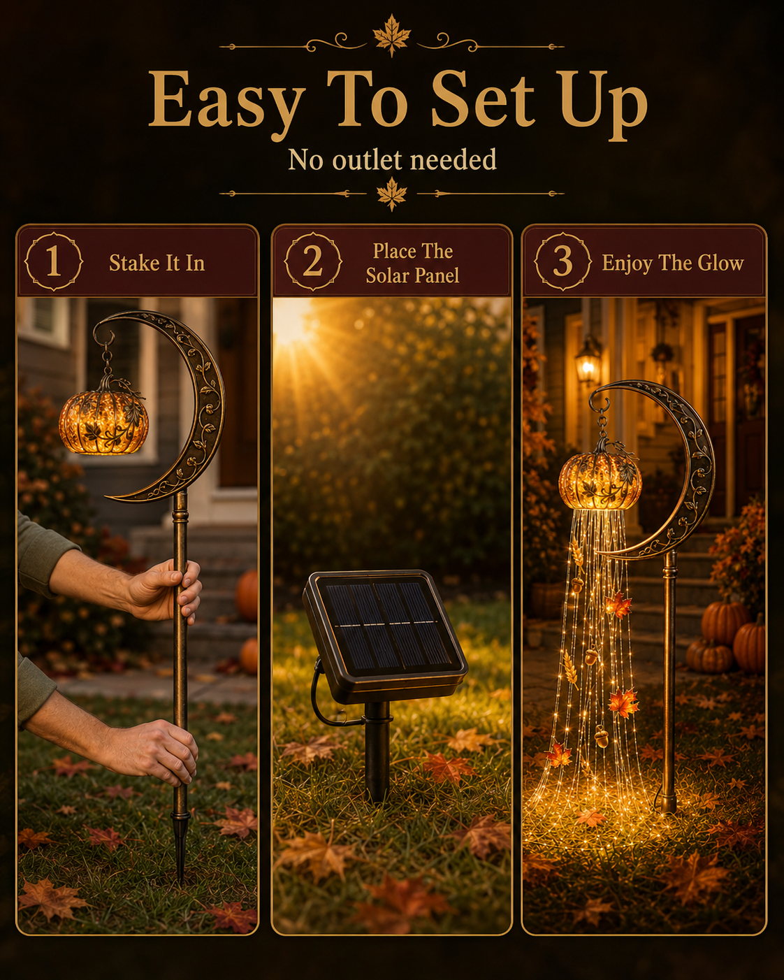 🎃 Harvest Moon Pumpkin Glow Solar Cascade Yard Light