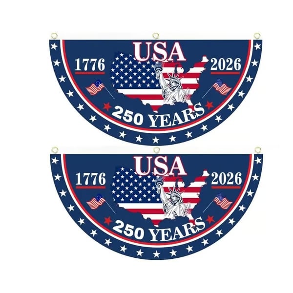 ⏰Last day Promotion🏆🗽USA 250th Anniversary Flag Half Round Banner🦅