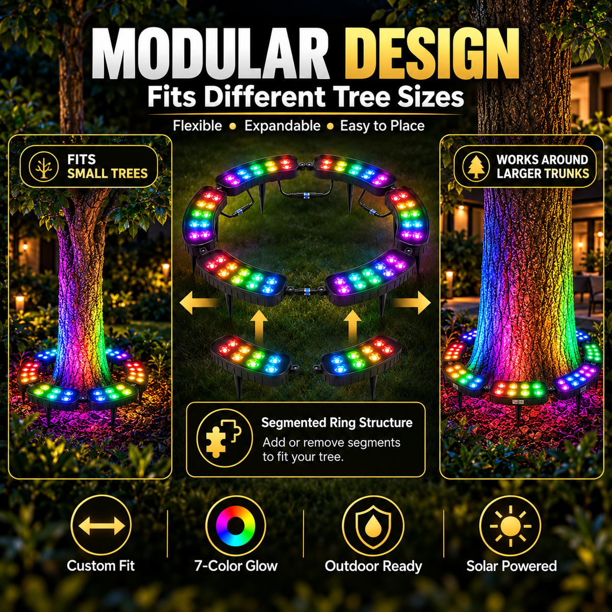 ✨Solar RGB Tree Ring Lights – Color-Changing Outdoor Landscape Lighting