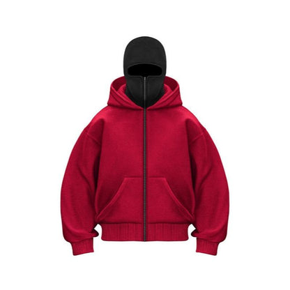 ❄️Men's Balaclava Zip-Up Hoodie – Full-Zip Streetwear Sweatshirt
