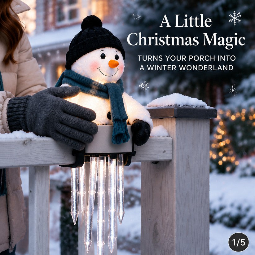 ⛄ Snowman Icicle Railing Lights – Turn Your Porch Into a Winter Wonderland ✨