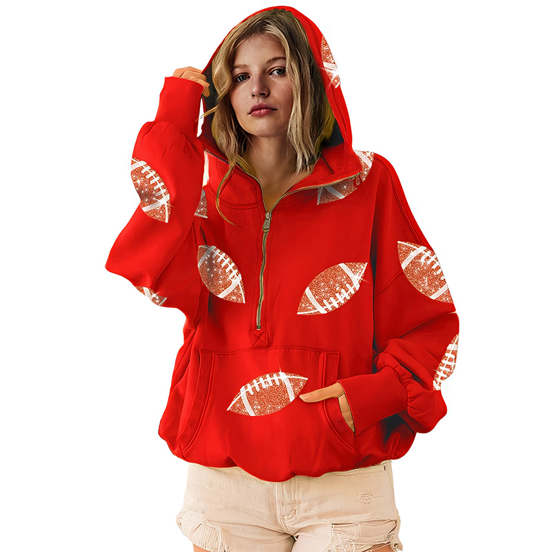 ‘Glam Kickoff’ Long Sleeve Zip Hoodie