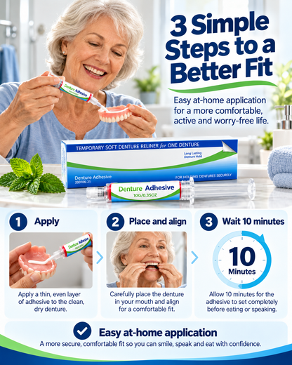 🔥 Denture Adhesive Kit – Strong Hold, Comfortable Fit & Worry-Free Smiles! 😁