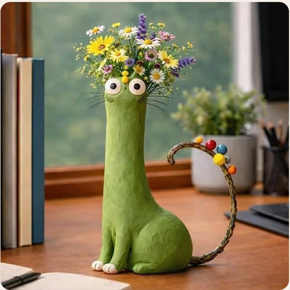 Handmade Creative Cat Vase-desktop Dried Flower Container