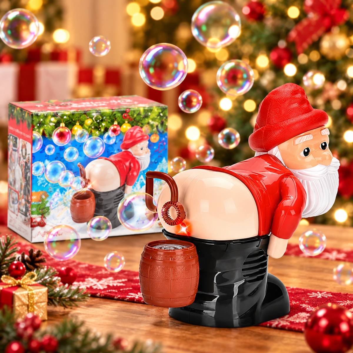 🎅🎄 Funny Santa Bubble Machine – Festive Music, Colorful Lights & Magical Christmas Bubble Fun! ✨🫧