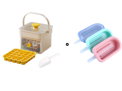 One-Press Ice Cube Tray with Storage Bin